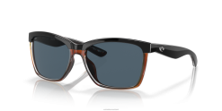 Costa Del Mar ANAA Women Shiny Black On Brown Sunglasses JD4ZT886
